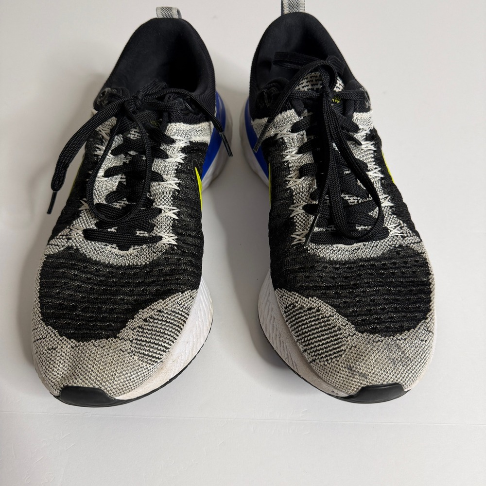 Nike React Infinity Run Flyknit 3 Mens 9.5 Black Blue Volt CT2357-100